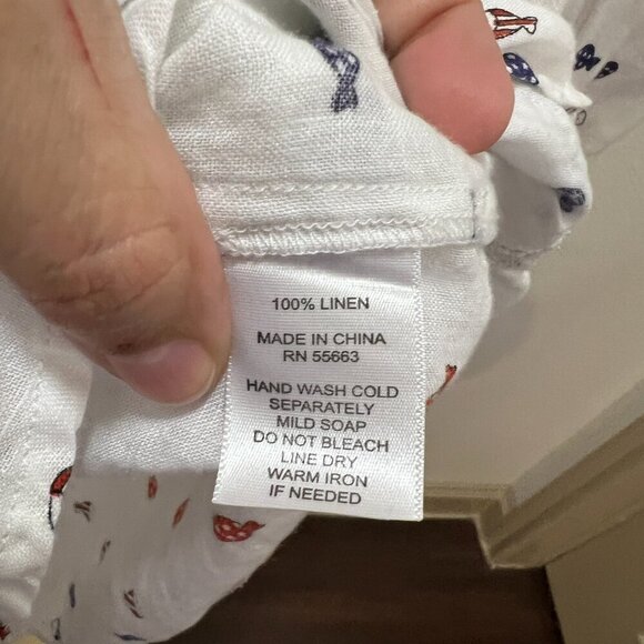 For Cynthia Beachwear White Linen Fish Print Dress Coverup Size X-Large - Picture 3 of 6